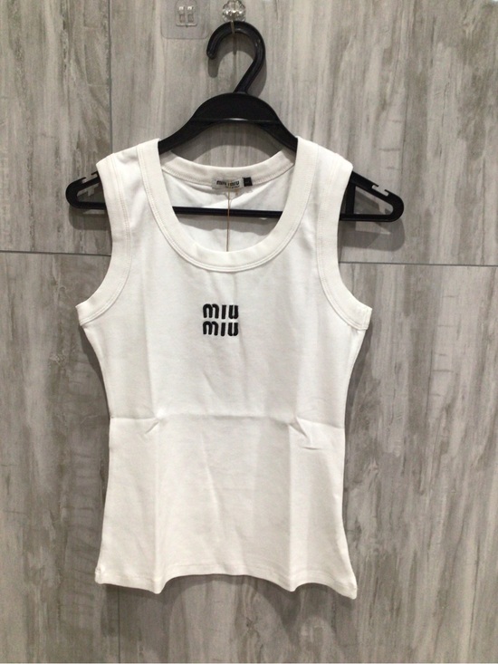 Miu Miu Tops - Miu Miu White Tank Top with Black Logo